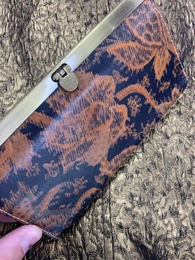 Patricia Nash Navy and Rust Floral Frame Wallet